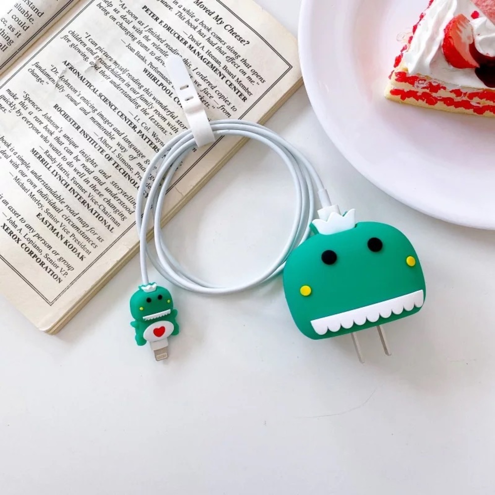 CUTE cartoon dinosaur bite cable protector for iPhone fast charger (18W/20W)